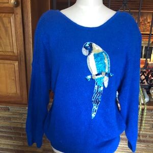 Vintage sweater with sequined parrot | size s-m